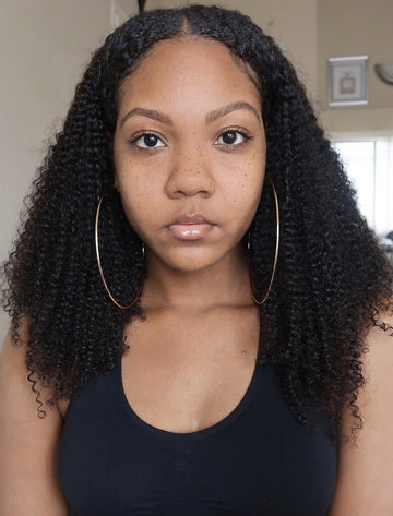 U Part Human Hair Wig Kinky Curly Upart Wigs